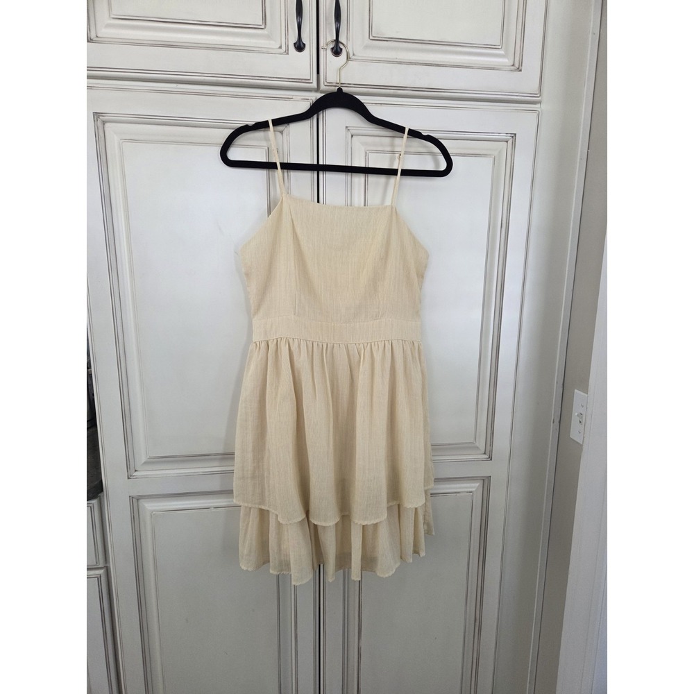 Altard State Ruffled Tiered Sundress Women's Medium Yellow Candy Striped Fairy